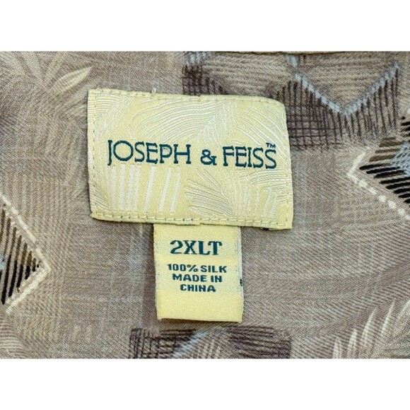 JOSEPH & FEISS Men's Short Sleeve Button Down Brown Silk Shirt 2XLT - Picture 4 of 5